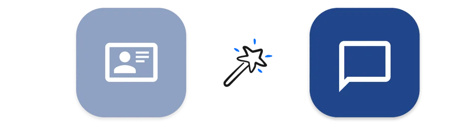 Illustration of the Directory and Feedback App icons making magic