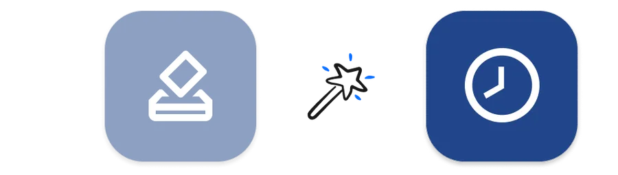 Illustration of the Draft and Goals App icons making magic