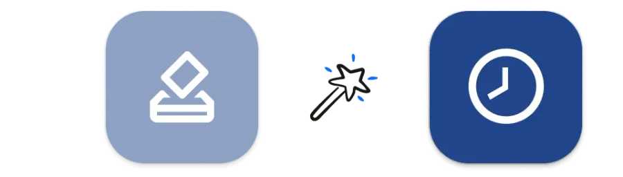 Illustration der Entwürfe- und Ziele-App-Symbole in Aktion