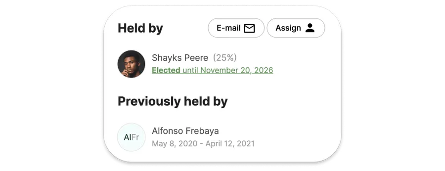 Screenshot that shows how the Elections App augments the information about past elections in the Map.