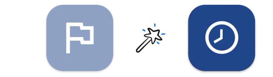 Illustration of the Goals and Journal App icons making magic