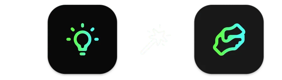 Illustration of the Insights and Contribution App icons making magic