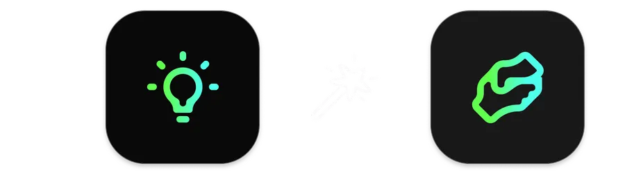 Illustration of the Insights and Contribution App icons making magic
