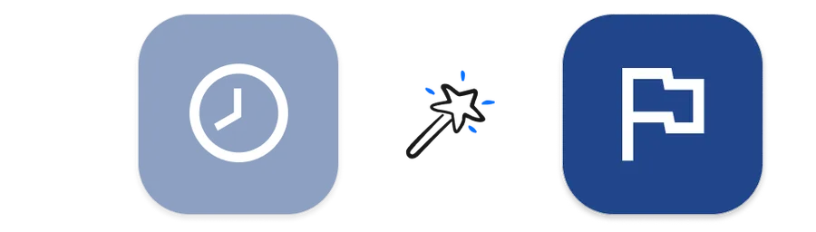 Illustration of the Journal and Goals App icons making magic