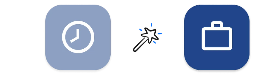 Illustration of the Journal and Projects App icons making magic