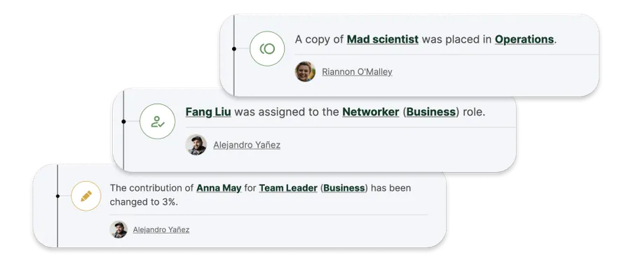Screenshots of the journal to show how different entries in the journal look like.
