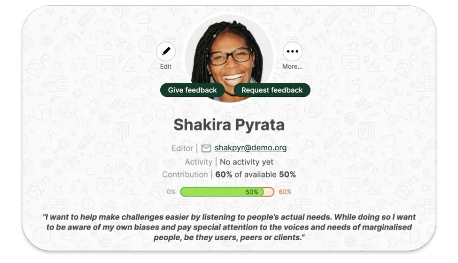 Screenshot, der zeigt, wie eine Mission das Profil eines Peers erweitert.