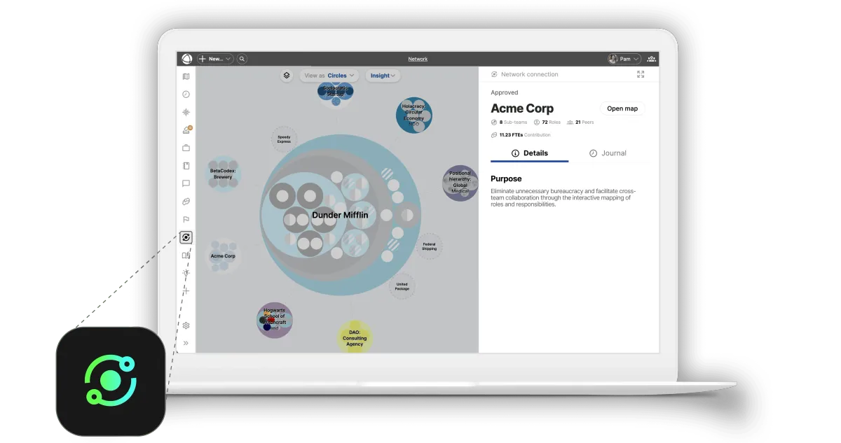 Screenshot der Netzwerk-App in Aktion