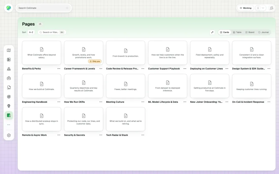 Screenshot of the Pages app in action; shows how you can have several Pages in your Pages App.