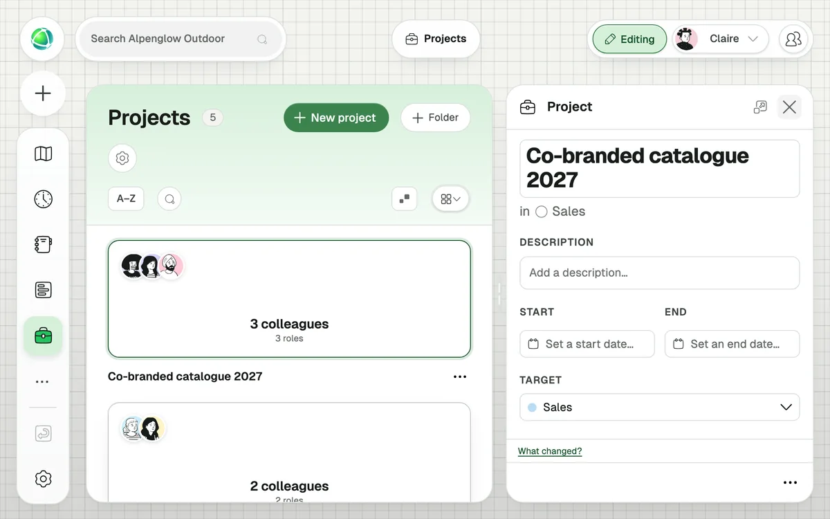 Screenshot der Projekte-App in Aktion