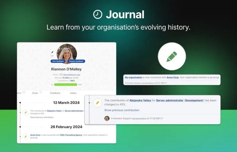 Darstellung der Möglichkeiten der Journal-App
