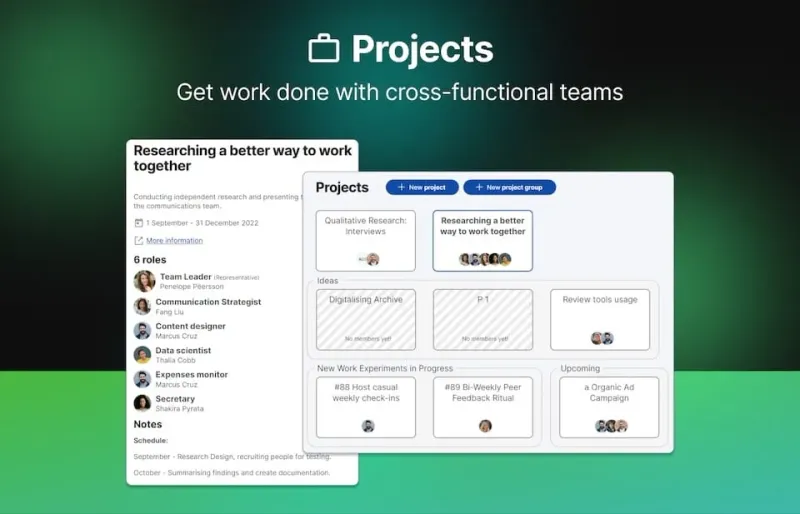 Darstellung der Möglichkeiten der Projekte-App