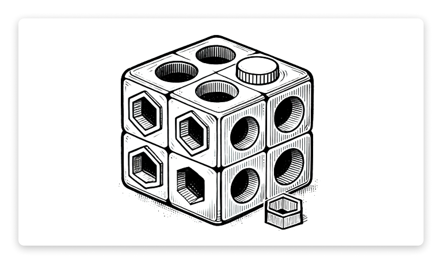 Illustration of a shape sorting toy.