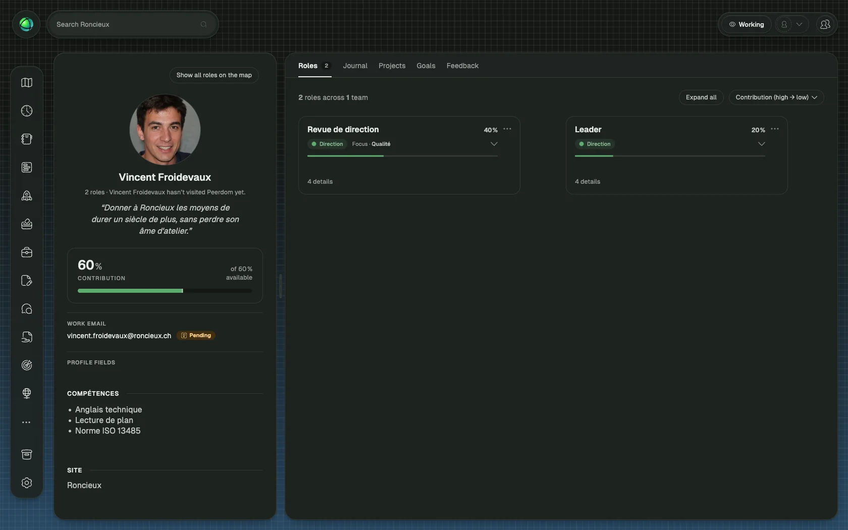 Your profile is edited where you read it: name, photo, quote and custom fields.