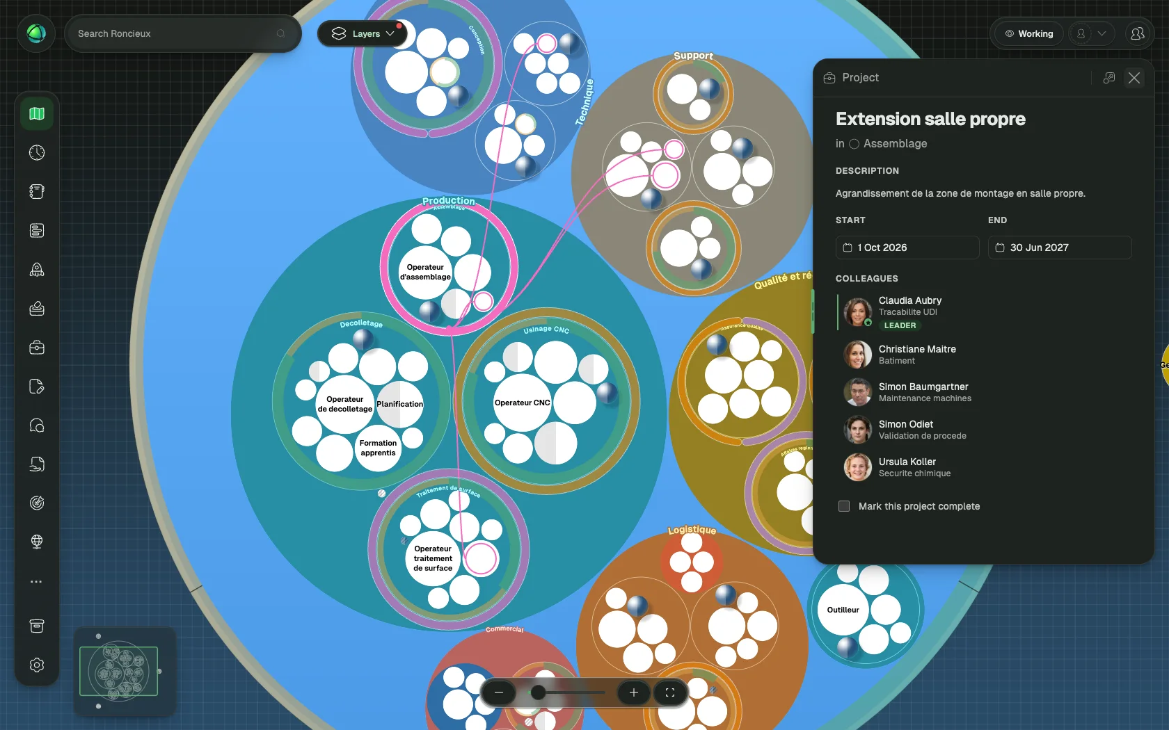 Select a circle to view its properties in the Inspector panel.
