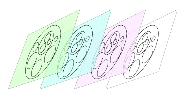 3d Illustration of the different work layers of a Peerdom Map